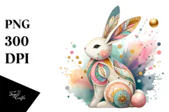 Golden Bunny on Splashy Background PNG Product Image 1