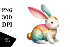 Colorful Bunny with Golden Insertions, PNG Product Image 1