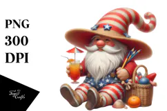 Pastel Gnome on Beach, Transparent PNG Product Image 1