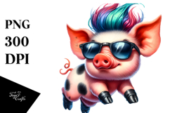 Vibrant Baby Pig with Cool Haircut PNG Product Image 1