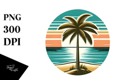 Retro Tropical Tree Beach, Tshirt Vector Style, High-Res PNG Product Image 1
