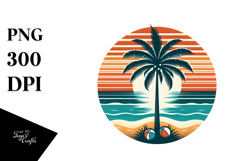 Retro Tropical Tree Beach Clipart Product Image 1