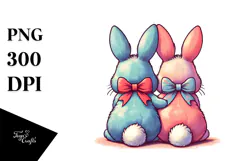 Colorful Retro Bunnies with Vintage Bow, Creative View from Product Image 1
