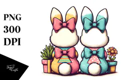 Colorful Retro Bunnies with Vintage Bow, Creative View from Product Image 1