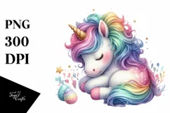 Colorful Pastel Baby Unicorn PNG Product Image 1