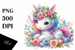 Colorful Pastel Baby Unicorn PNG Product Image 1