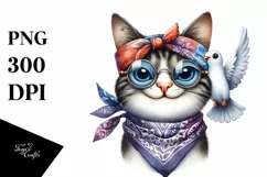 Funny Cat Dove Bandana es | Clipart Product Image 3