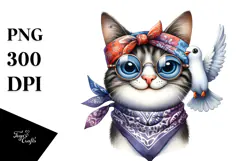 Funny Cat Dove Bandana es | Clipart Product Image 1