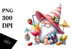 Summer Clothes Gnome Drinking Cocktail PNG Product Image 1