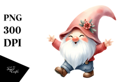 Excited Boho Gnome, Watercolor PNG Product Image 1