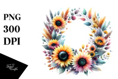 Colorful Abstract Wreath Sunflower | Clipart Product Image 1