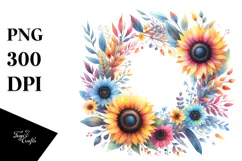 Colorful Abstract Wreath Sunflower | Clipart Product Image 1