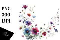 Centered Bold Watercolor Wildflowers | Sublimation Clipart Product Image 3