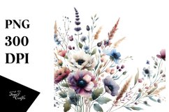 Centered Bold Watercolor Wildflowers | Sublimation Clipart Product Image 3