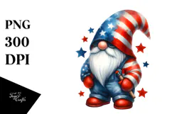Patriotic Construction Gnome in USA Colors, Transparent PNG Product Image 1