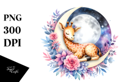 Cute Baby Giraffe Sleeping PNG Product Image 1