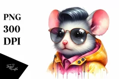 Cute Baby Mouse With Raincoat PNG Product Image 3