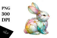 Colorful Bunny with Golden Insertions PNG Product Image 1