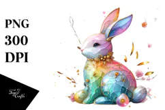 Colorful Bunny with Golden Insertions PNG Product Image 1
