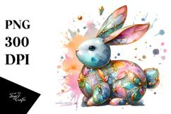 Colorful Bunny with Golden Insertions PNG Product Image 1