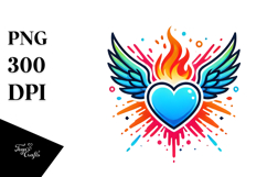 Simple Paintbrush Heart Wings PNG Product Image 1