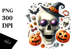 Cute Funny Skull Gnome on Moon | Sublimation | Clipart Product Image 1