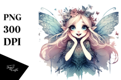 Excited Gothic Fairy, Watercolor PNG Product Image 1