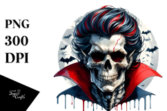 Superhero Vampire Skull with Hair PNG Product Image 1