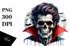 Superhero Vampire Skull with Hair PNG Product Image 1