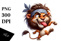 Goofy Cartoon Lion with Bandana PNG Product Image 1