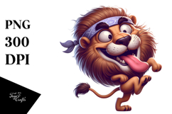Goofy Cartoon Lion with Bandana PNG Product Image 1