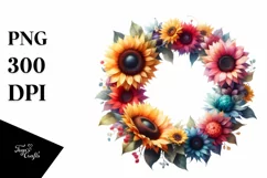 Colorful Wreath Sunflower | Clipart Product Image 1