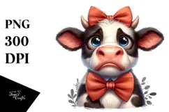 Disgusted Cow with Bow and Tie PNG Product Image 1