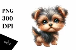 Watercolor Cute Baby Yorkipoo Clipart Product Image 3