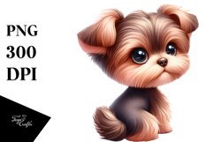 Watercolor Cute Baby Yorkipoo Clipart Product Image 3