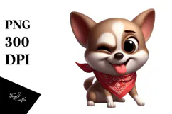 Playful Dog with Bandana PNG Product Image 1
