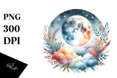 Vibrant Boho Moon Foliage | Clipart Product Image 1