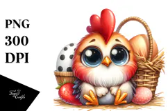 Watercolor Funny Rooster Lamb with Hat, Transparent PNG Product Image 1