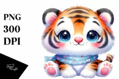 Colorful Cute Tiger Watercolor | Sublimation | Clipart Product Image 1