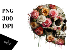 Skull with Flowers PNG Product Image 1