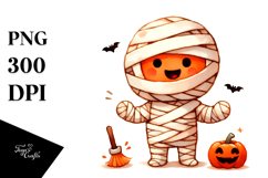 Funny Halloween Clipart with Mummy PNG Product Image 1