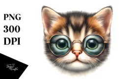 Funny Baby Cat Watercolor PNG Product Image 1