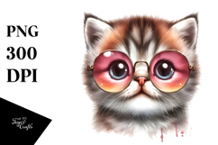 Funny Baby Cat Watercolor PNG Product Image 1