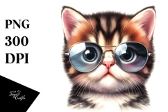 Funny Baby Cat Watercolor PNG Product Image 1