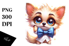 Exaggerated Puppy-Dog with Bow Tie PNG Product Image 1