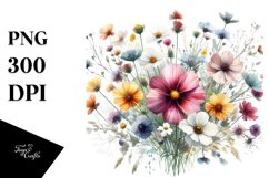 Centered Bold Watercolor Wildflowers | Sublimation Clipart Product Image 3