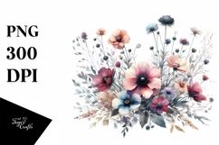 Bold Watercolor Wild Flowers | Sublimation | Clipart Product Image 1