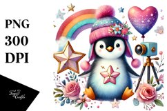 Boho Penguin Sitting on Star PNG Product Image 1