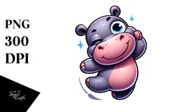 Cartoony Cartoon Hippo PNG Product Image 1