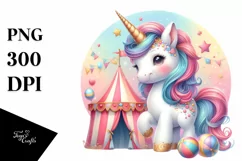 Colorful Baby Unicorn Circus PNG Product Image 3